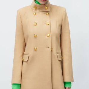 NWT Zara Gold Button Wool Blend Coat